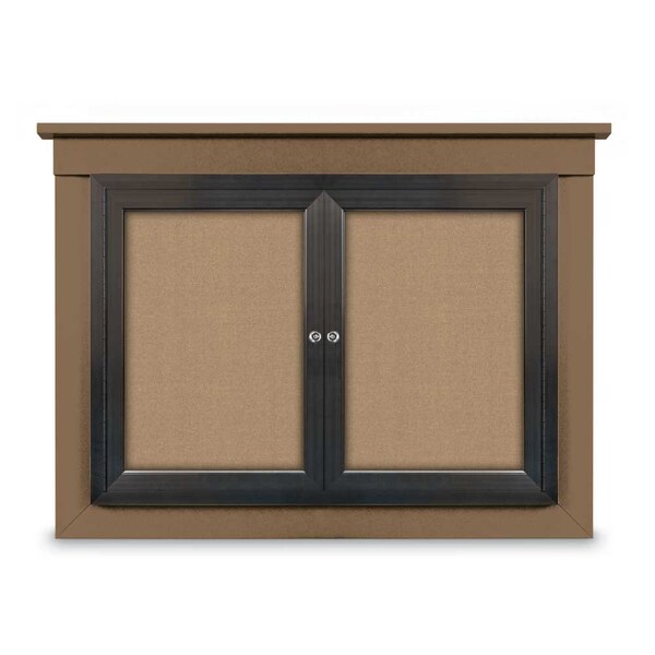 72"x36" 3-Door Enclosed Outdoor Letterboard, Hdr, Blue Felt/Bronze